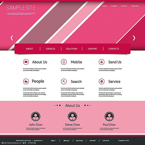 粉红色网页界面设计图片-图行天下图库
